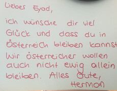 Berührende Worte eines Bewohners aus dem Haus St. Leopold an einen Flüchlting