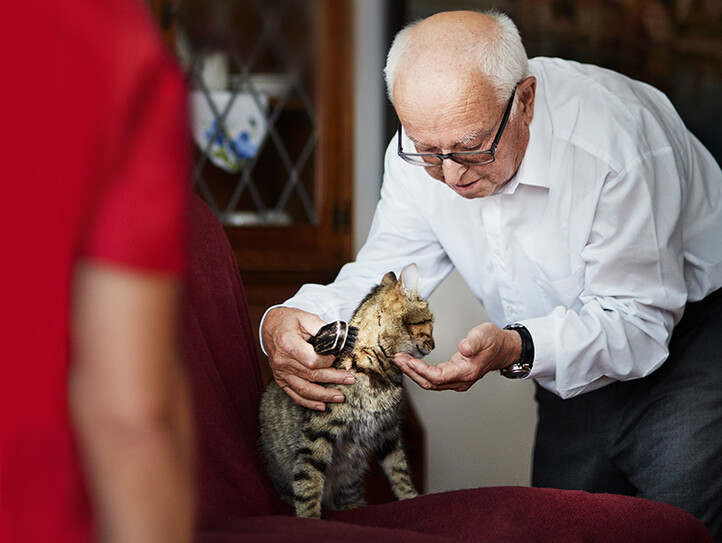 Älterer Herr mit Katze